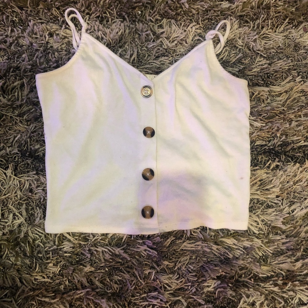 White button crop top